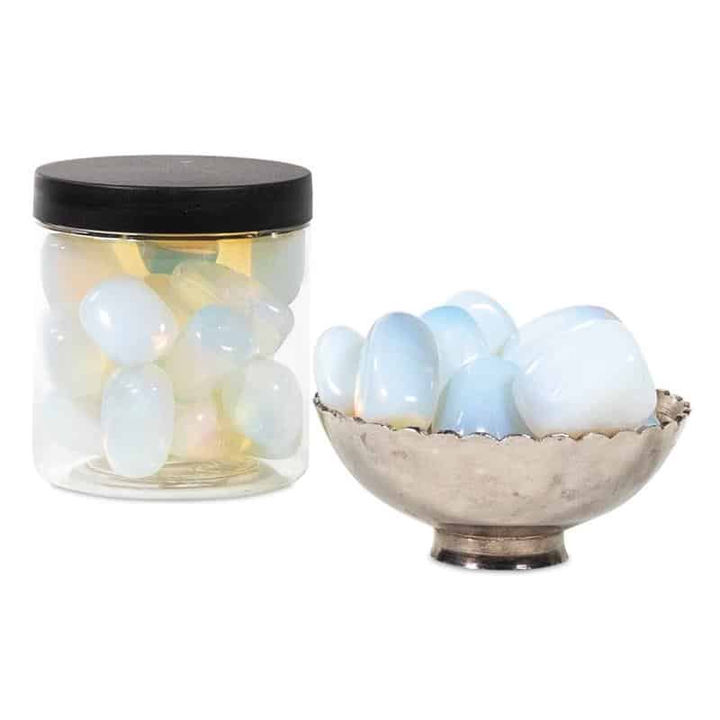 Opaline Trommelstenen in Pot