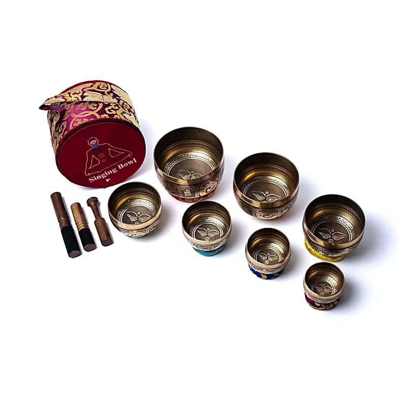 Klankschalen Set: Boeddha Ogen- 8,5 – 16 cm (incl. draagtas)
