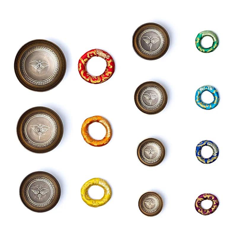 Klankschalen Set: Boeddha Ogen- 8,5 – 16 cm (incl. draagtas)