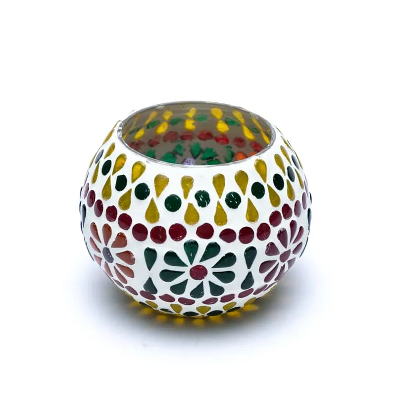 Sfeerlicht Mosaïek Waxinelichthouder Bloemen – 7 cm