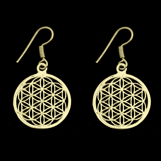 Flower of Life Oorbellen Messing Goudkleurig