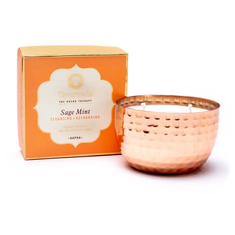 Kapha Salie Munt Geurkaars met 2 Lonten in Pot (200 gram)
