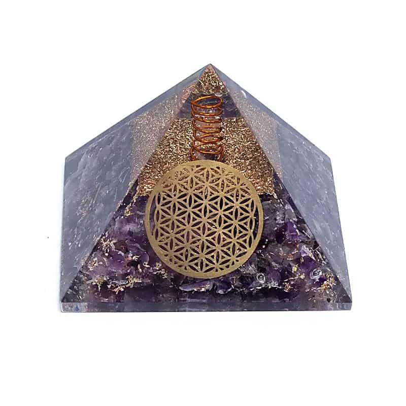 Orgoniet Piramide Amethist Flower of Life (7 x 7 x 6 cm)