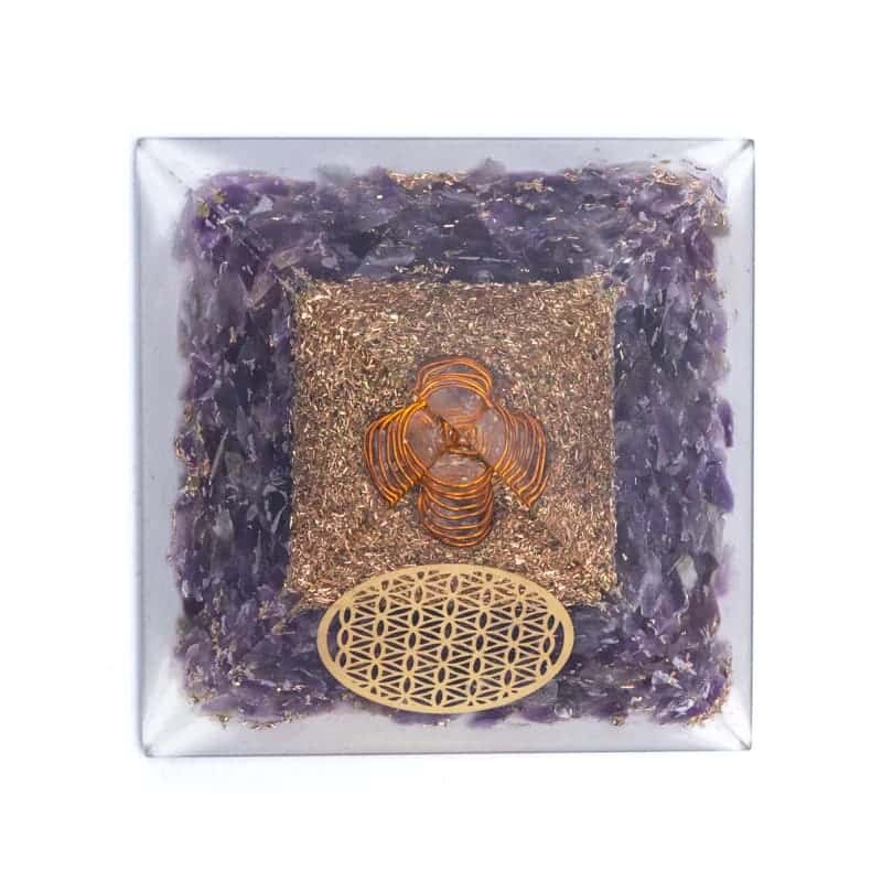 Orgoniet Piramide Amethist Flower of Life (7 x 7 x 6 cm)