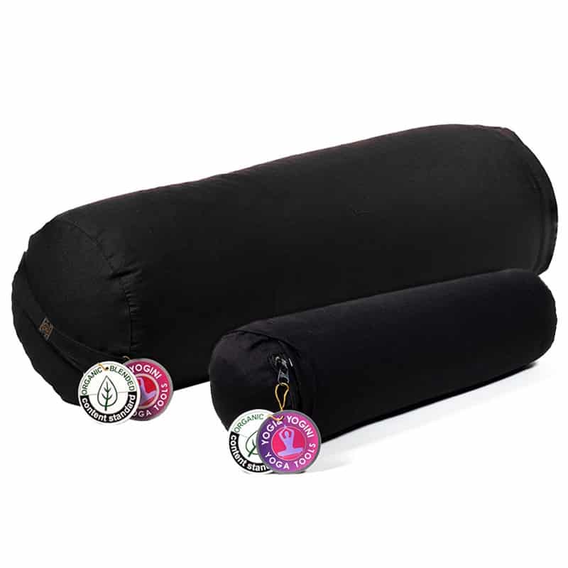 Yogi & Yogini Yoga Bolster Zwart Rond Katoen – Effen – 40 x 12 cm