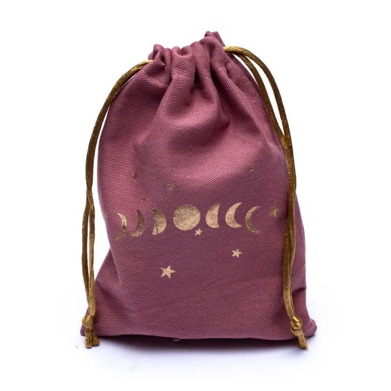 Katoenen Tasje Maanfasen Roze – 19 x 13 cm