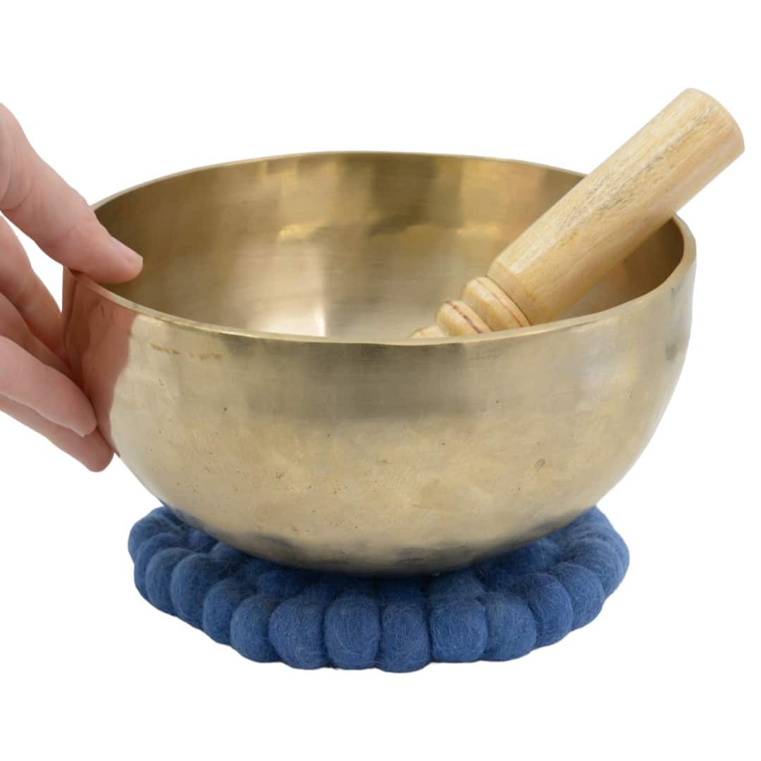 Klankschaal set met klopper & kussen – Handgemaakt – 18 cm