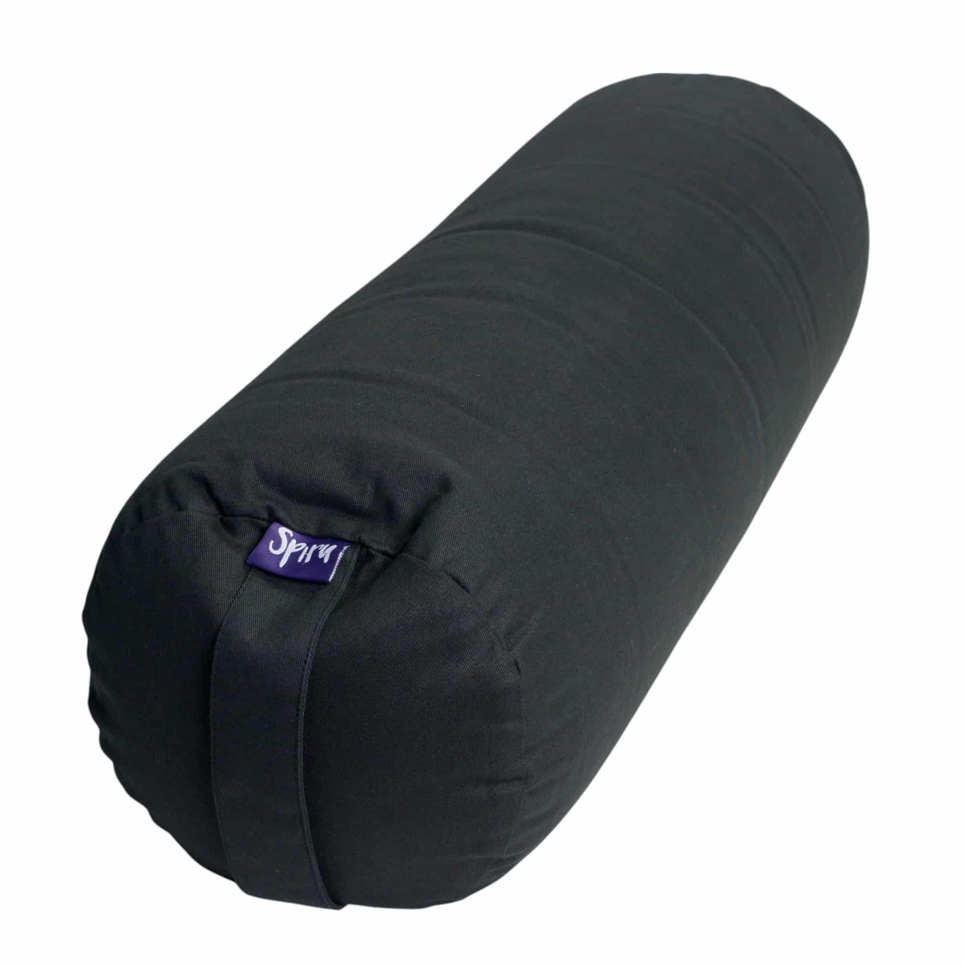Yoga Bolster Zwart Rond Katoen – Effen – 59 x 21,5 cm