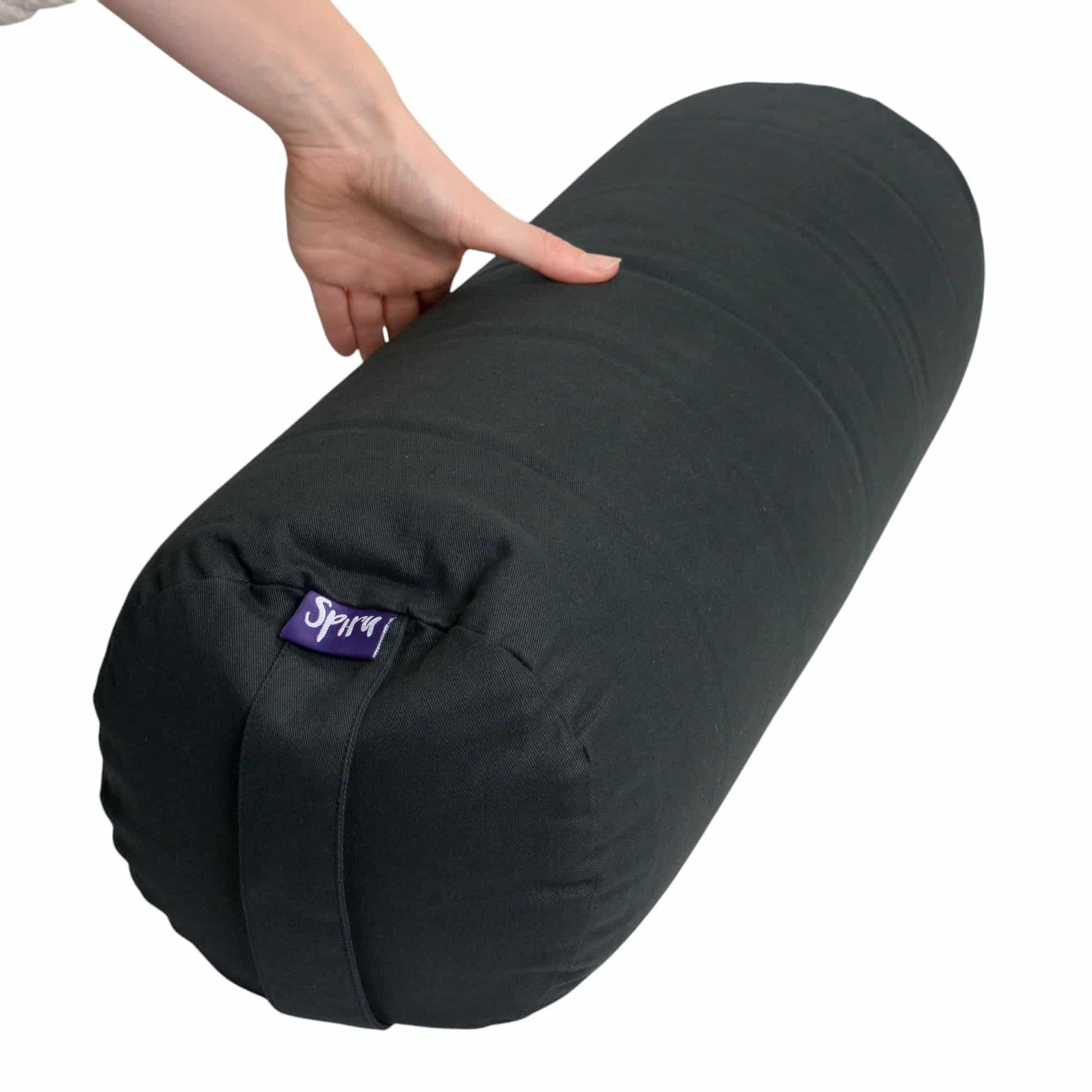 Yoga Bolster Zwart Rond Katoen – Effen – 59 x 21,5 cm