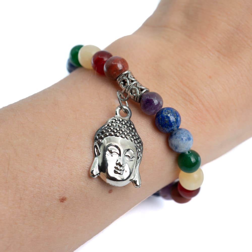 Edelsteen Armband 7 Chakra met Boeddha bedel – 8 mm