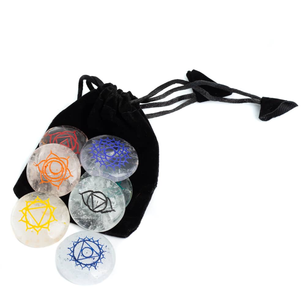 Chakra Edelstenen Bergkristal in Buidel – set van 7