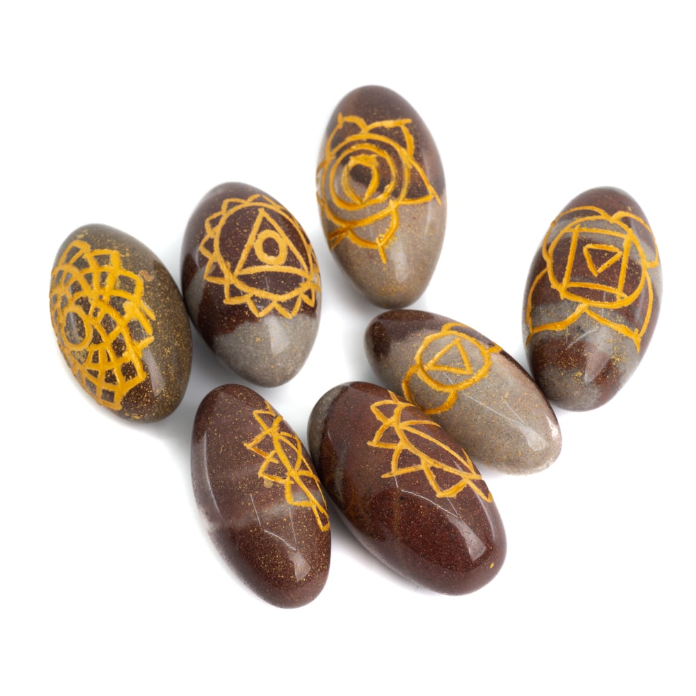Chakra Edelstenen Shiva Lingam – set van 7