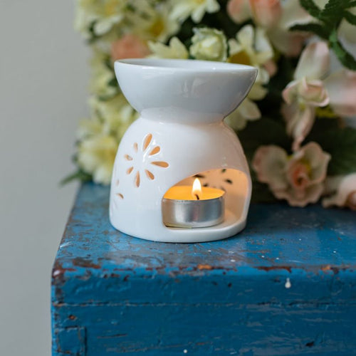 Aroma Burner & Oil Diffuser Ceramic – White-Global Food Hub