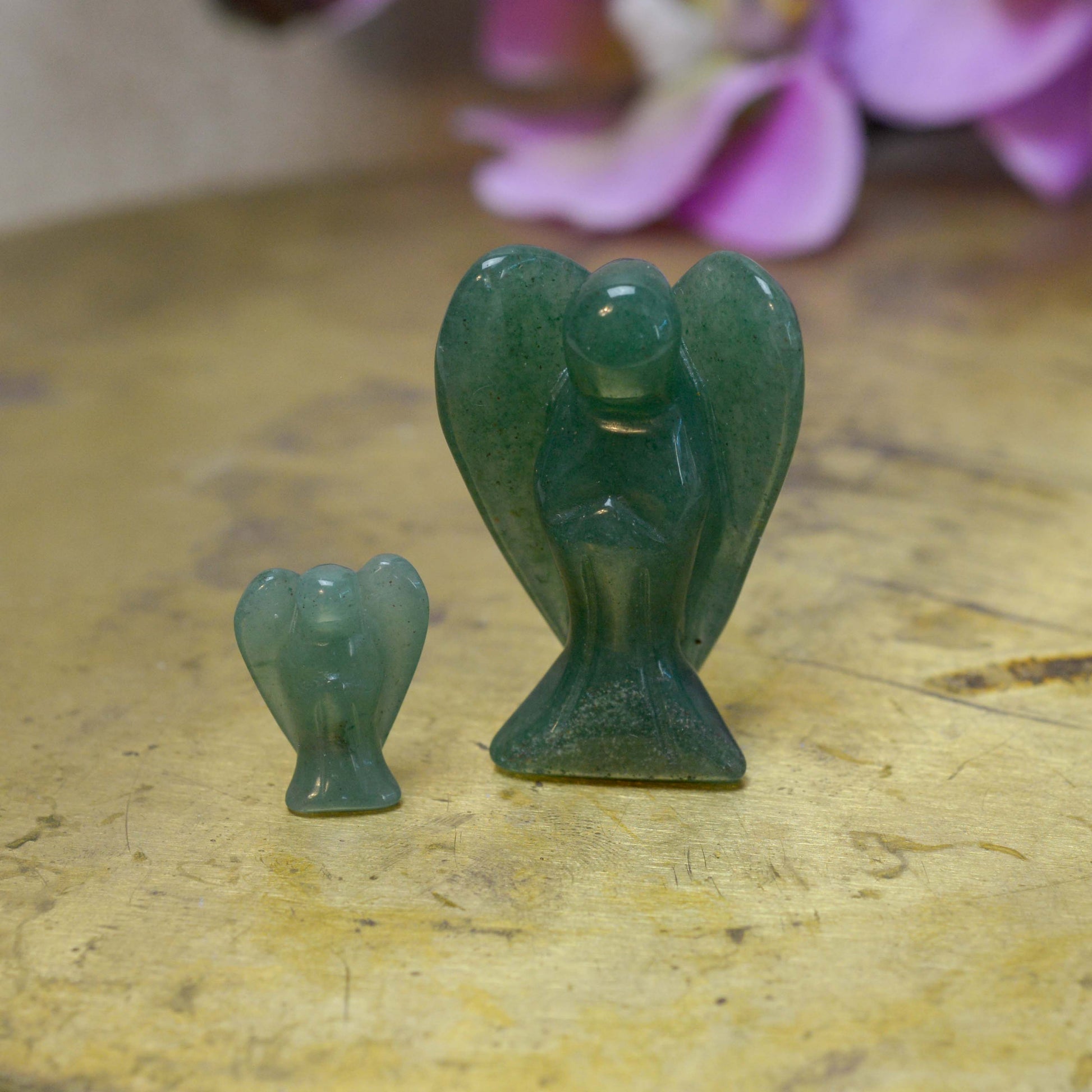 Groene Aventurijn Engel Set (Klein en Groot) – Bundel