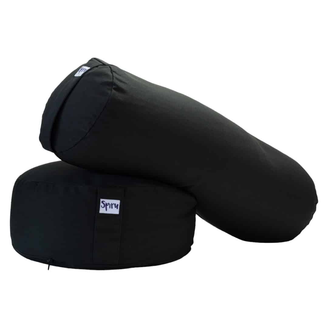 Zwarte Yoga Bolster & Meditatie Kussen Set