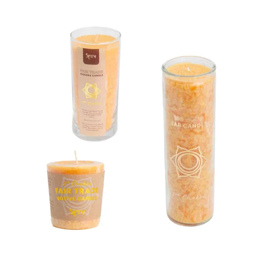 Fair Trade Stearine Kaarsen 2e Sacraal Chakra Set – Bundel