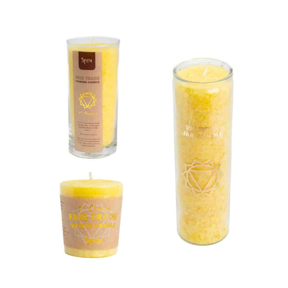 Fair Trade Stearine Kaarsen 3e Zonnevlecht Chakra Set – Bundel