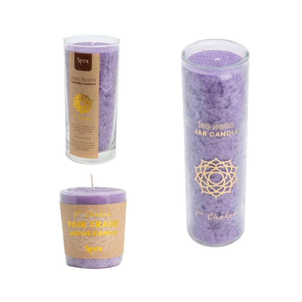 Fair Trade Stearine Kaarsen 7e Kruin Chakra Set – Bundel