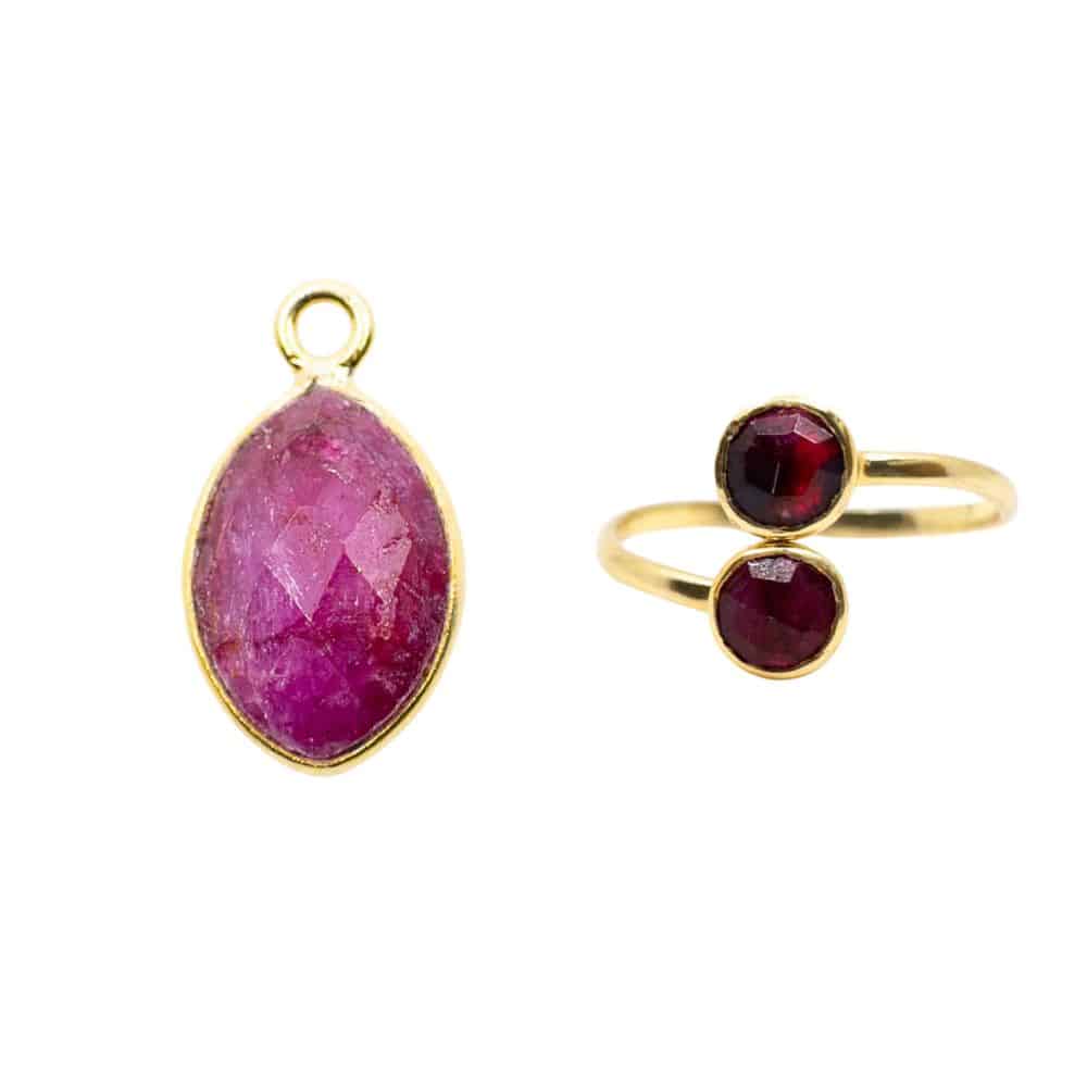 Geboortesteen Sieraden Set Juli (Goudkleurig) – Bundel