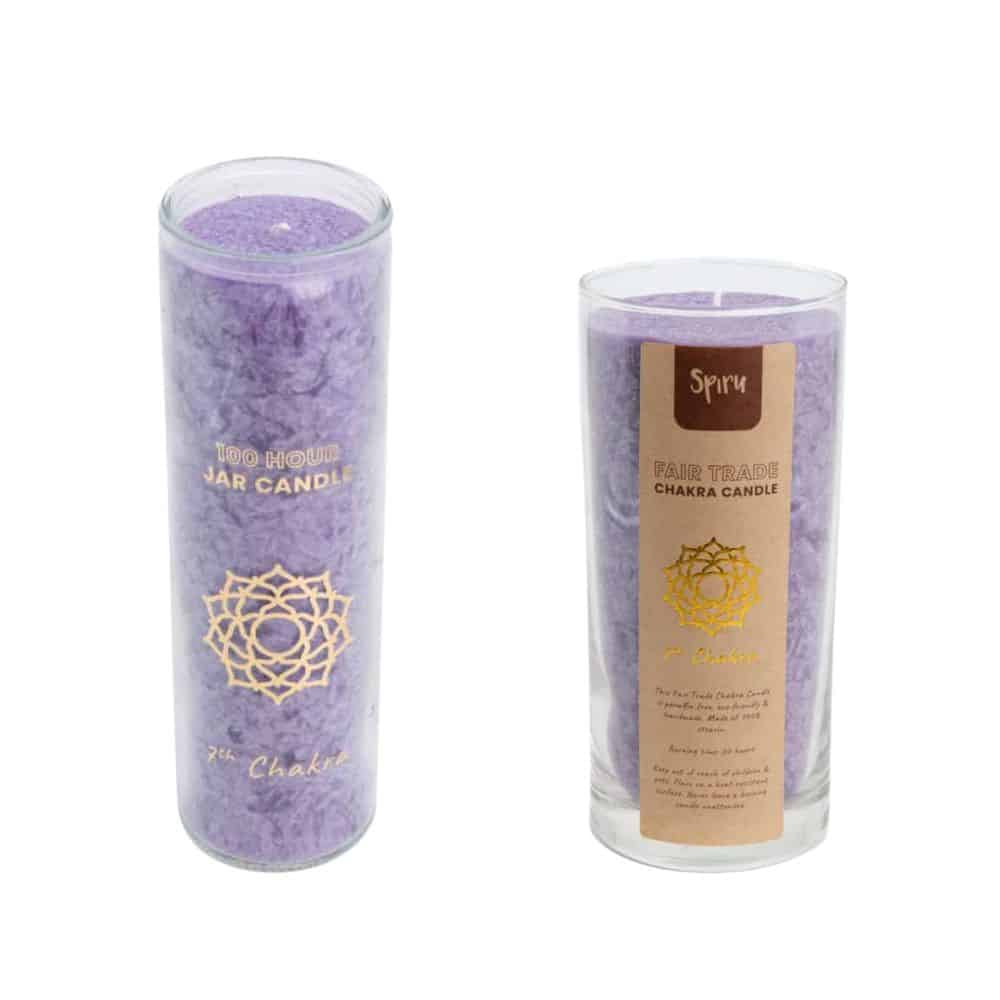 Fair Trade Stearine Kaarsen 7e Kruin Chakra Set – Bundel