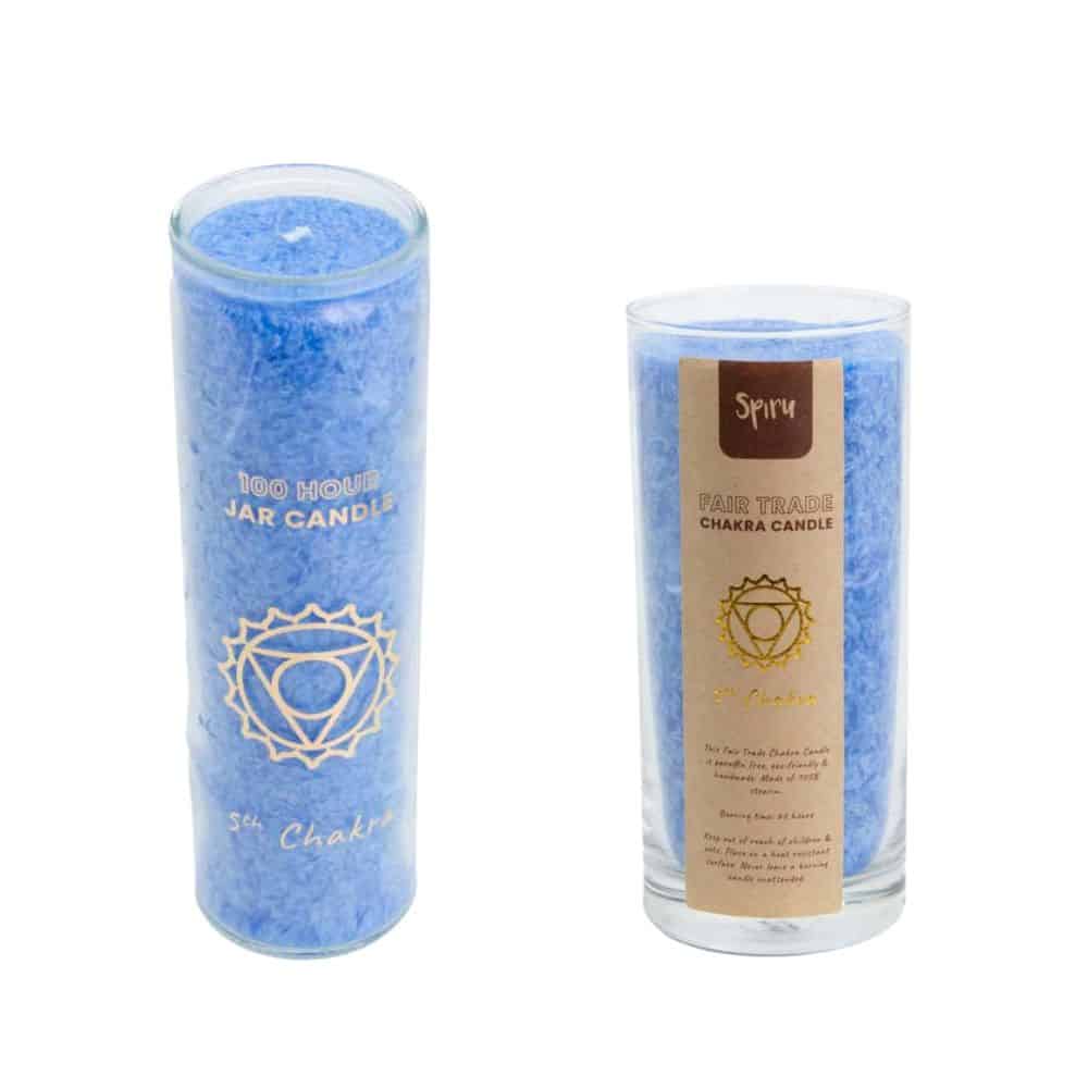 Fair Trade Stearine Kaarsen 5e Keel Chakra Set – Bundel