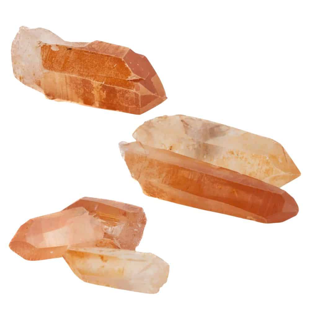 Ruwe Braziliaanse Tangerine Kwarts Punten Set – Bundel