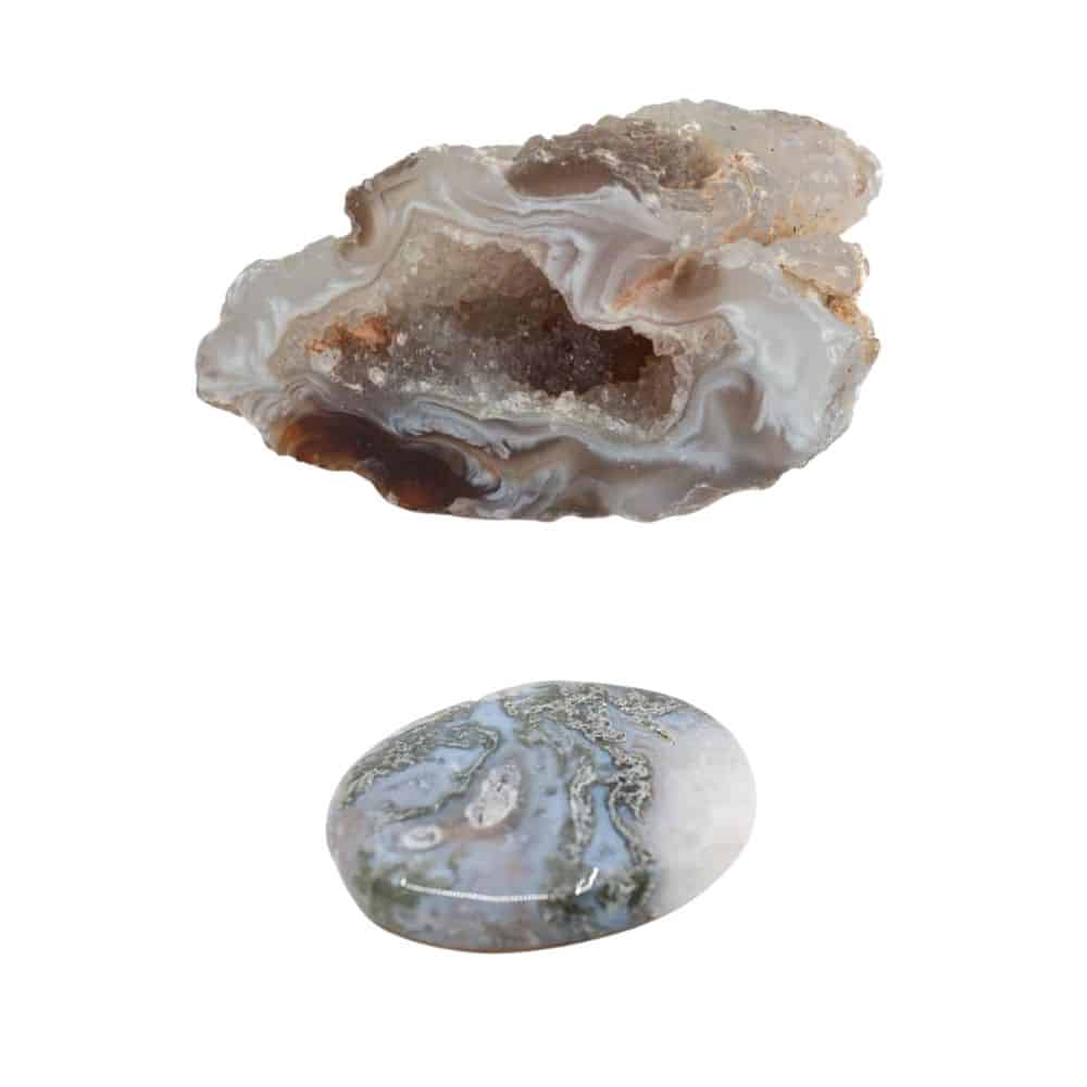 Ruwe Agaat Geode & Boomagaat Zaksteen Set – Bundel