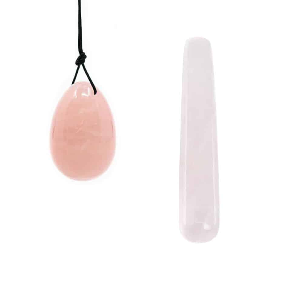 Rozenkwarts Yoni Ei & Wand Set – Bundel