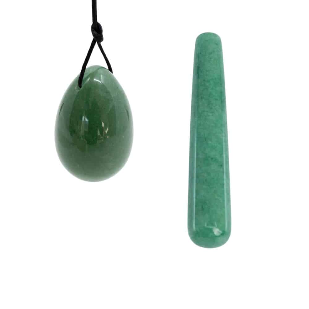Groene Aventurijn Yoni Ei & Wand Set – Bundel