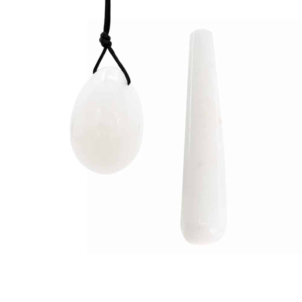 Witte Jade Yoni Ei & Wand Set – Bundel