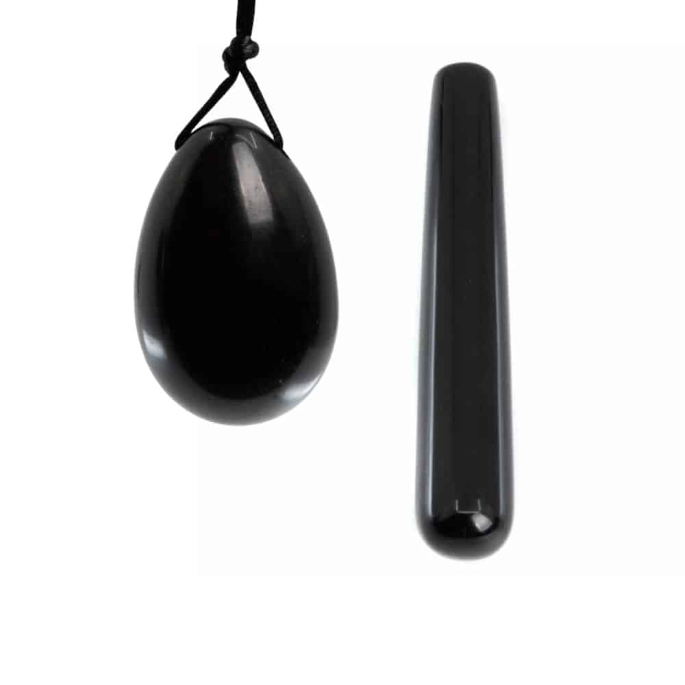 Obsidiaan Yoni Ei & Wand Set – Bundel