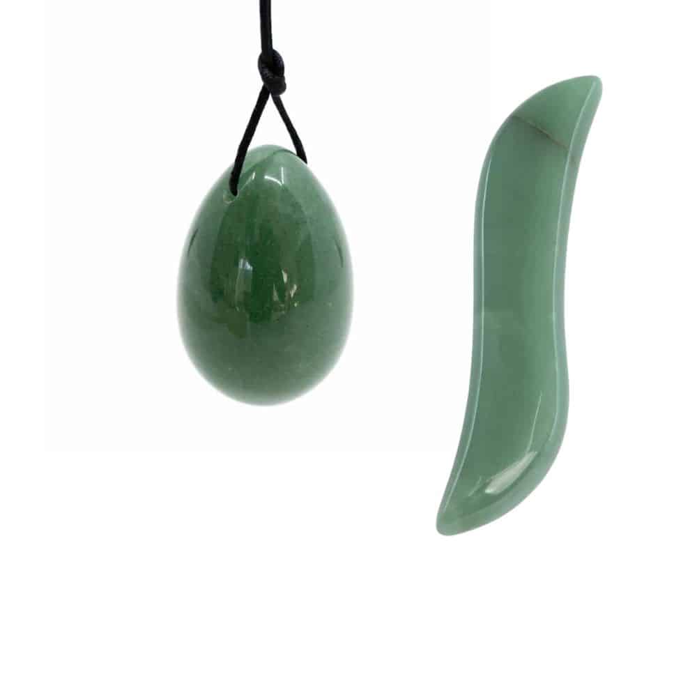 Groene Aventurijn Yoni Ei & Wand (S-Vorm) Set – Bundel