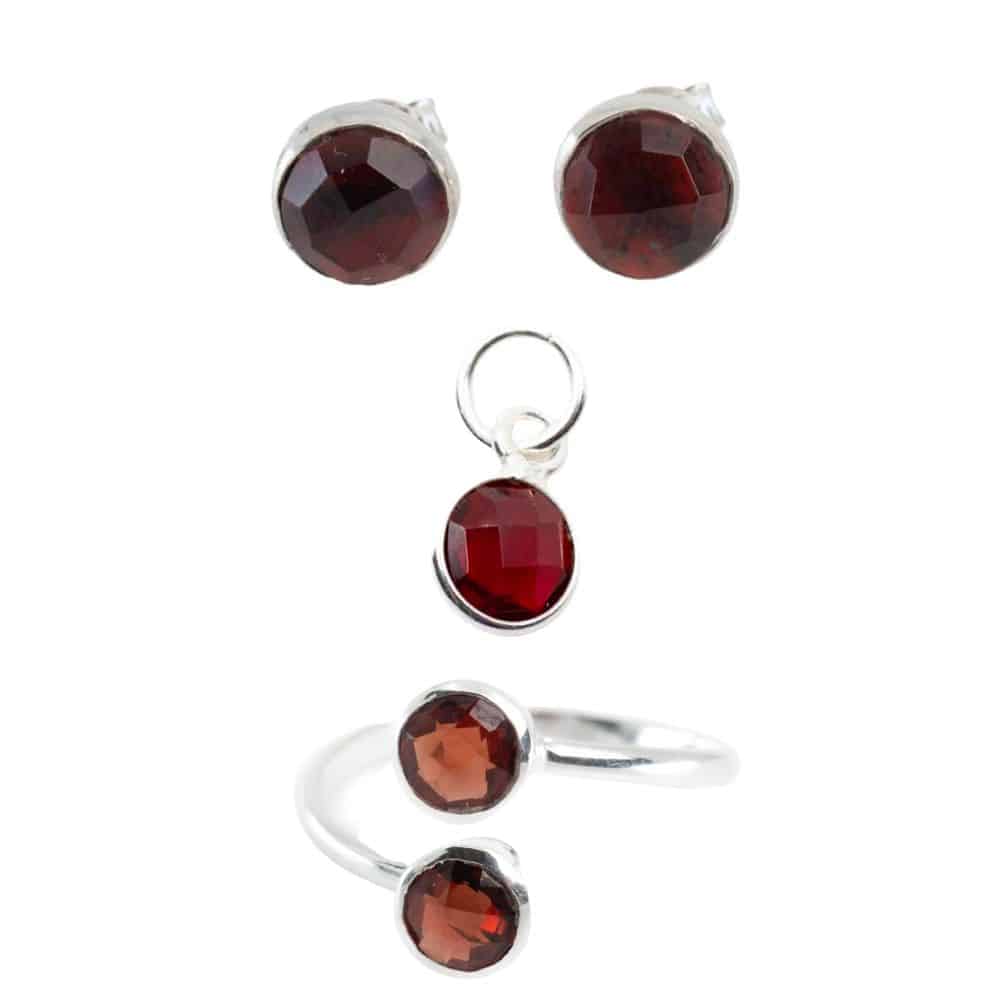 Geboortesteen Sieraden Set Januari Luxe (Zilverkleurig) – Bundel