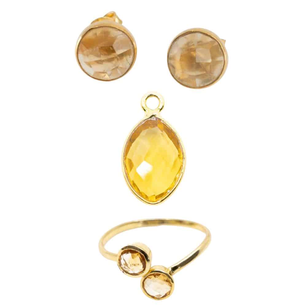 Geboortesteen Sieraden Set November Luxe (Goudkleurig) – Bundel