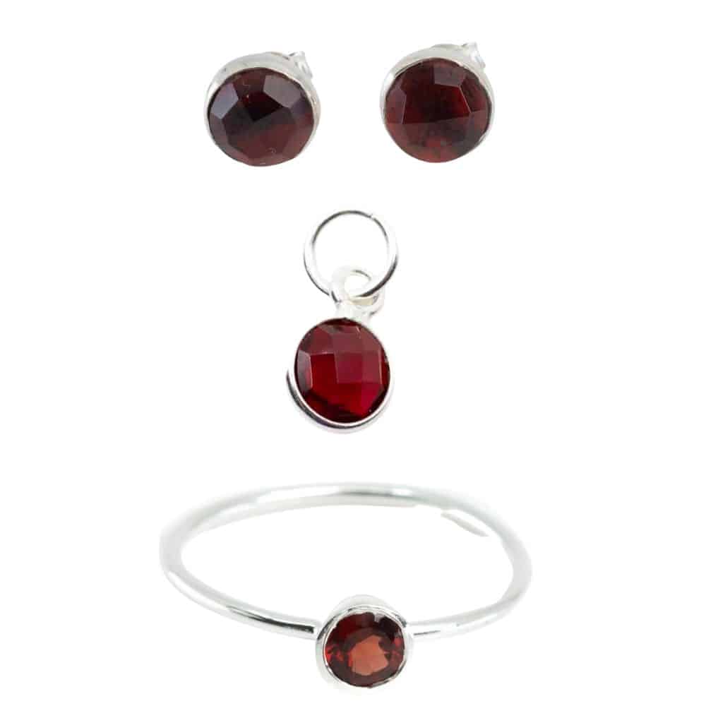 Geboortesteen Sieraden Set Januari Luxe (Zilverkleurig) – Bundel