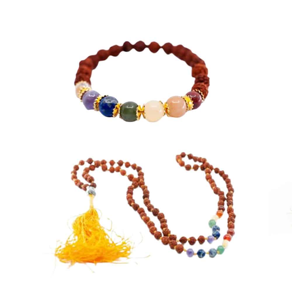 7 Chakra Rudraksha Mala en Armband Set – Bundel