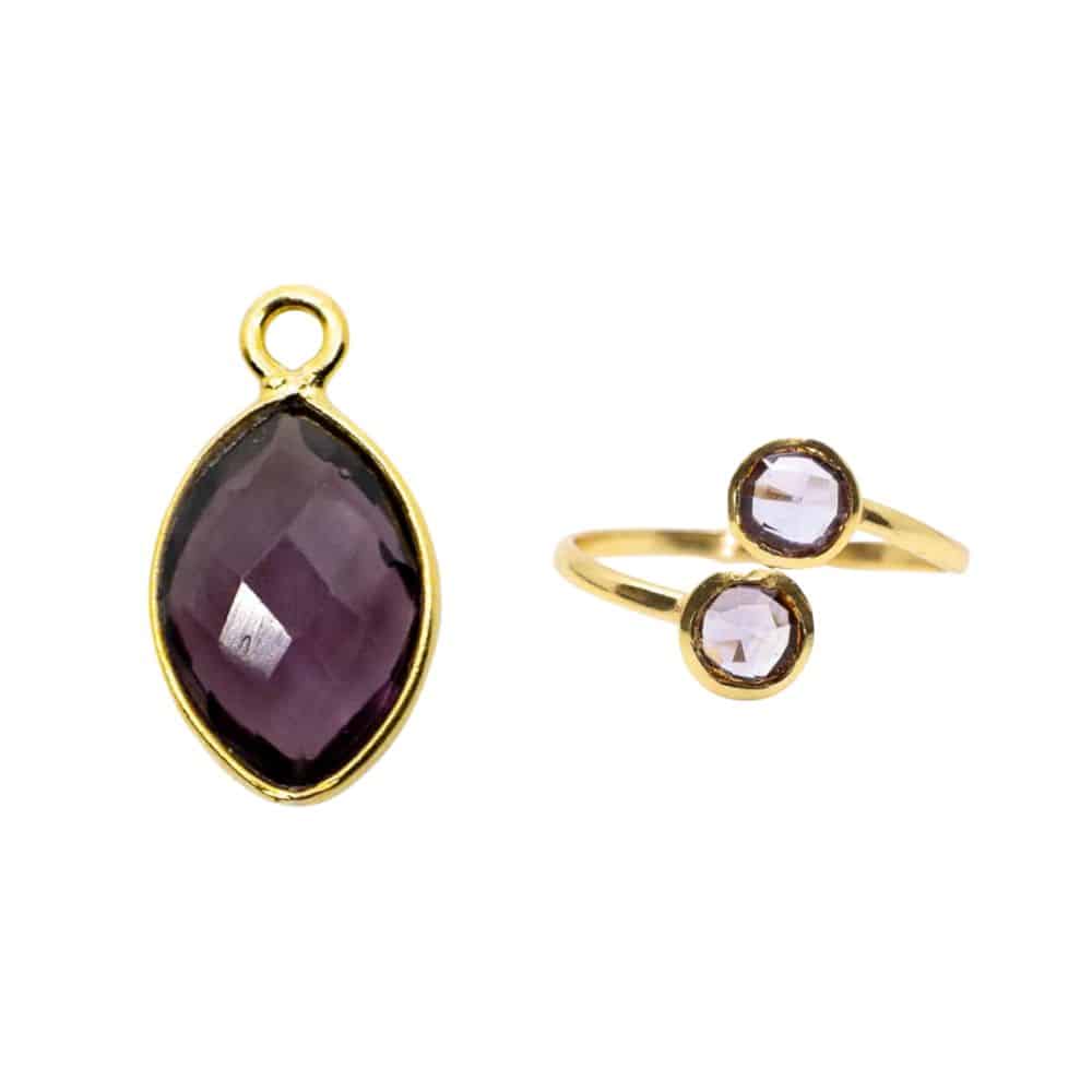 Geboortesteen Sieraden Set Februari (Goudkleurig) – Bundel