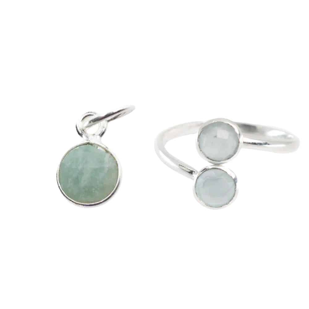 Geboortesteen Sieraden Set Maart (Zilverkleurig) – Bundel