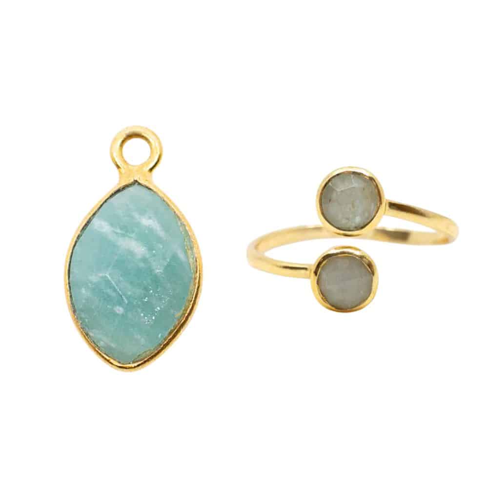 Geboortesteen Sieraden Set Maart (Goudkleurig) – Bundel