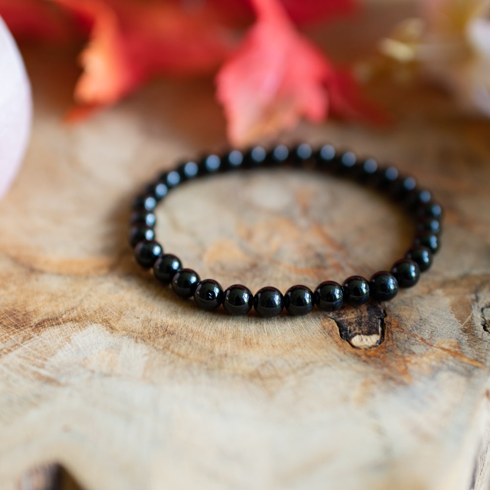 Edelsteen Armband Zwarte Toermalijn (6 mm Kralen)