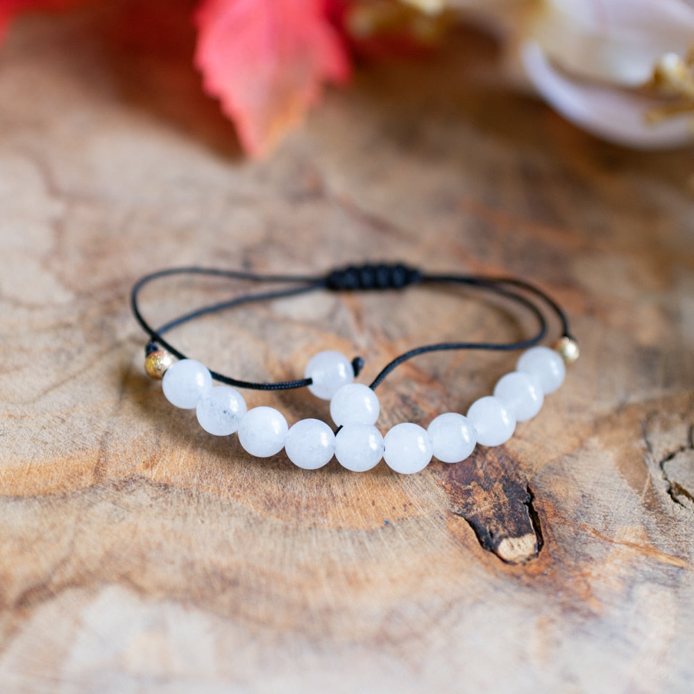 Edelsteen Armband Witte Jade Verstelbaar