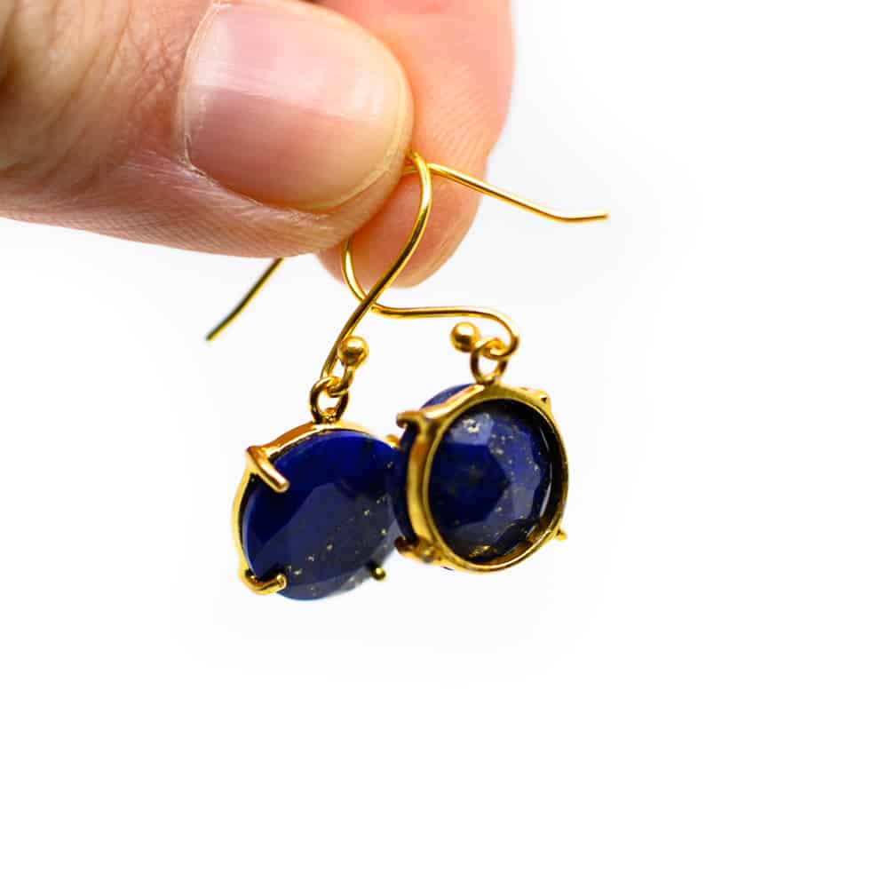 Zilveren Oorhangers Lapis Lazuli – 925 Sterling Verguld