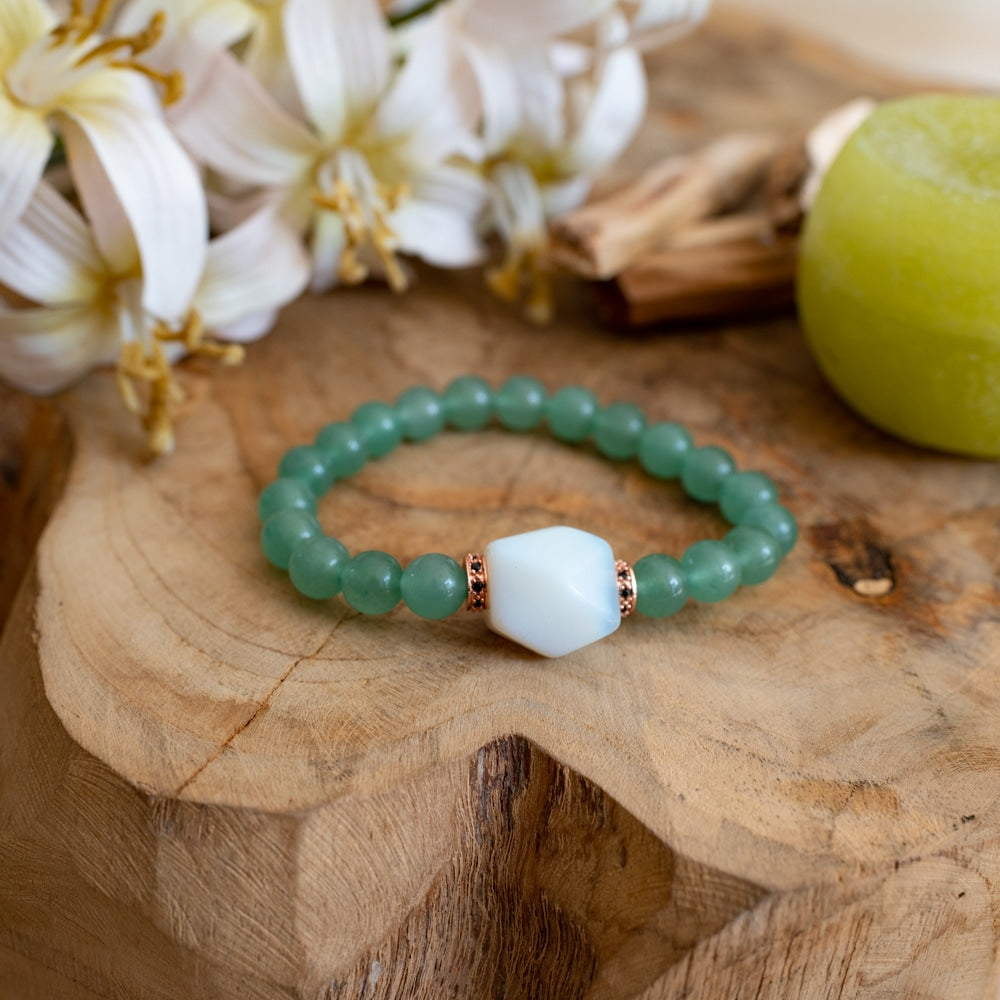 Edelsteen Armband Groene Aventurijn met Opaliet