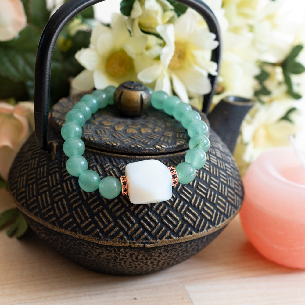 Edelsteen Armband Groene Aventurijn met Opaliet