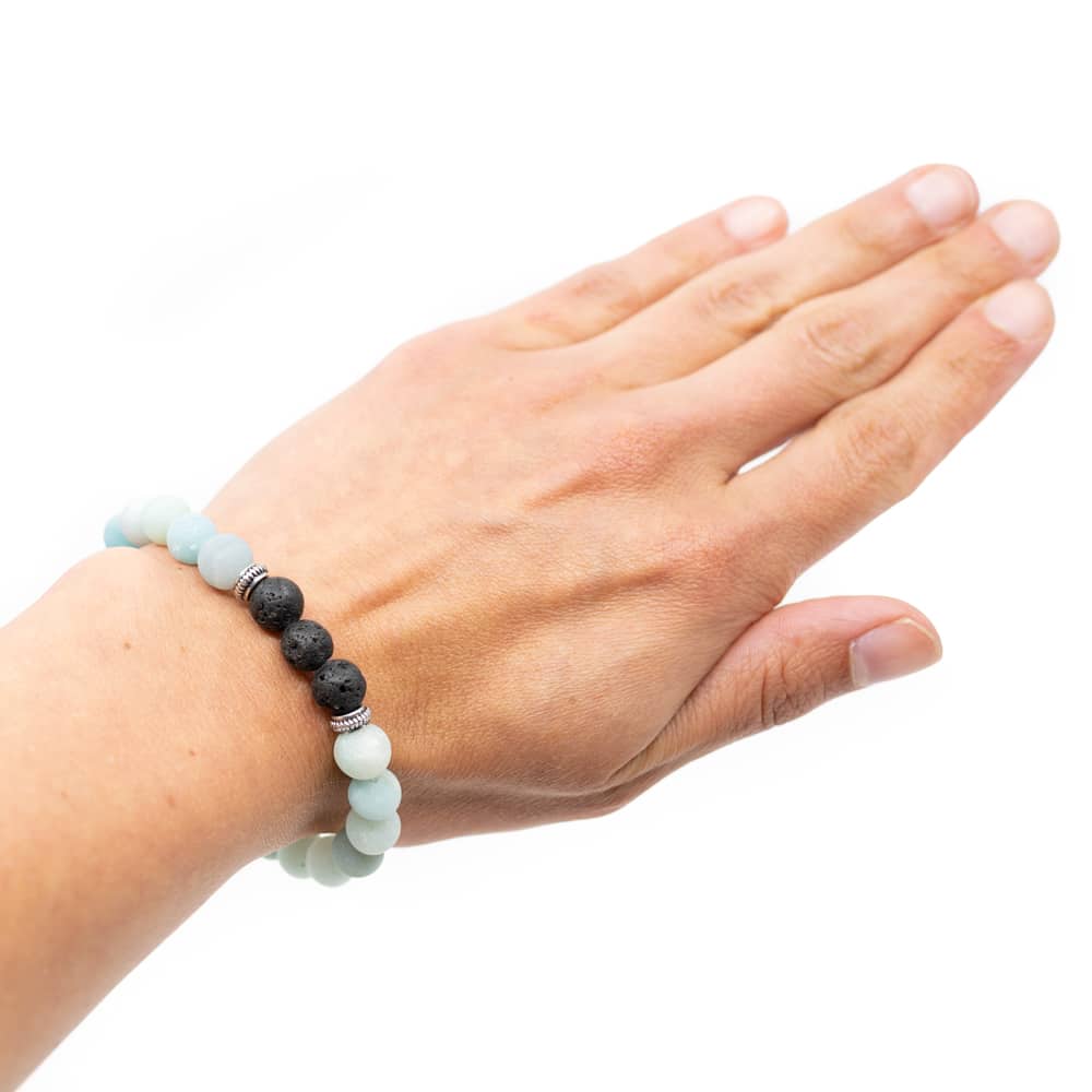 Edelsteen Armband Amazoniet met Lavastenen