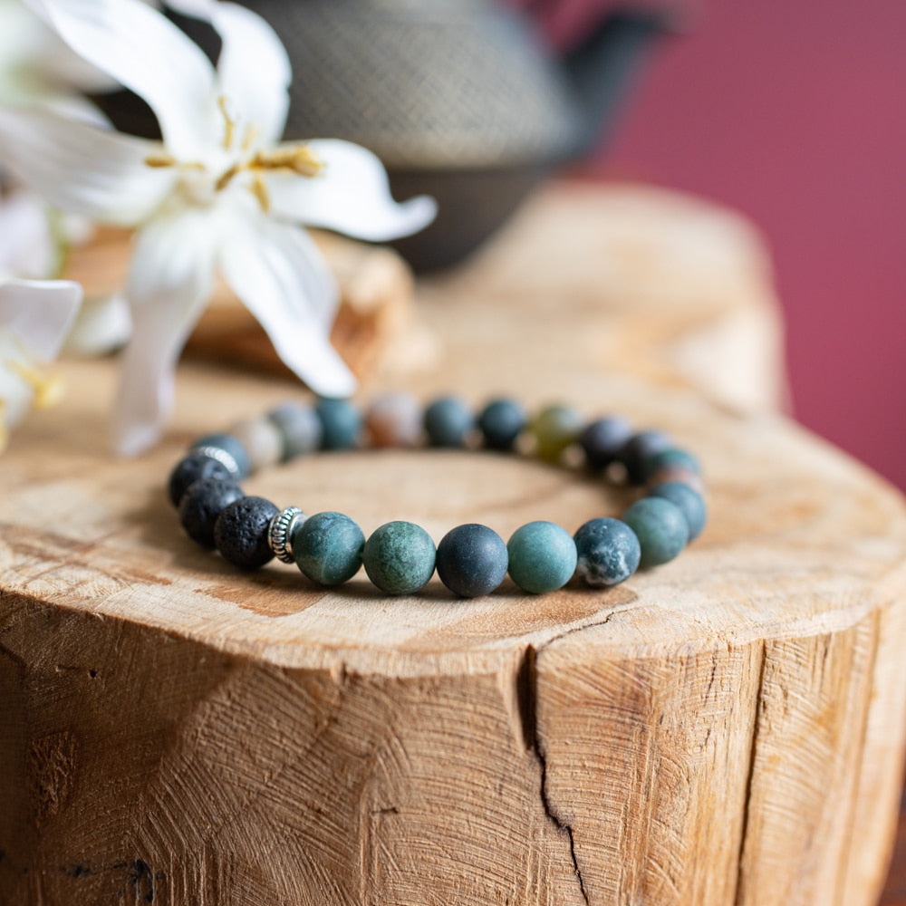 Edelsteen Armband Agaat/ Lavastenen