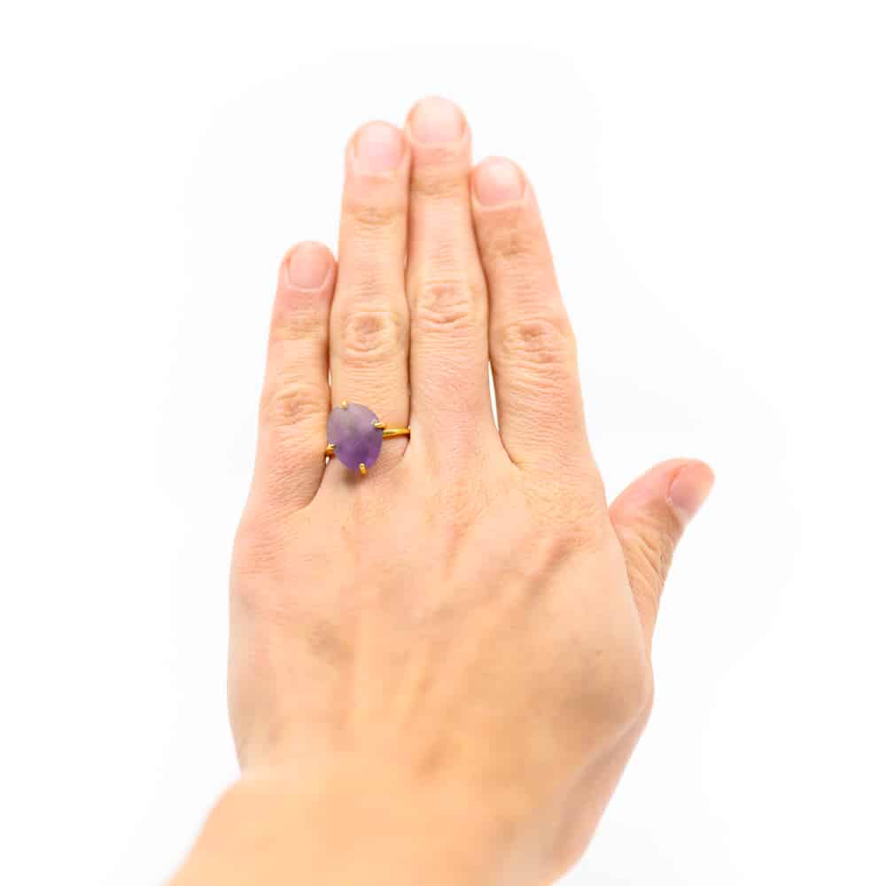 Amethist Edelsteen Ring 925 Zilver & Verguld “Perception”