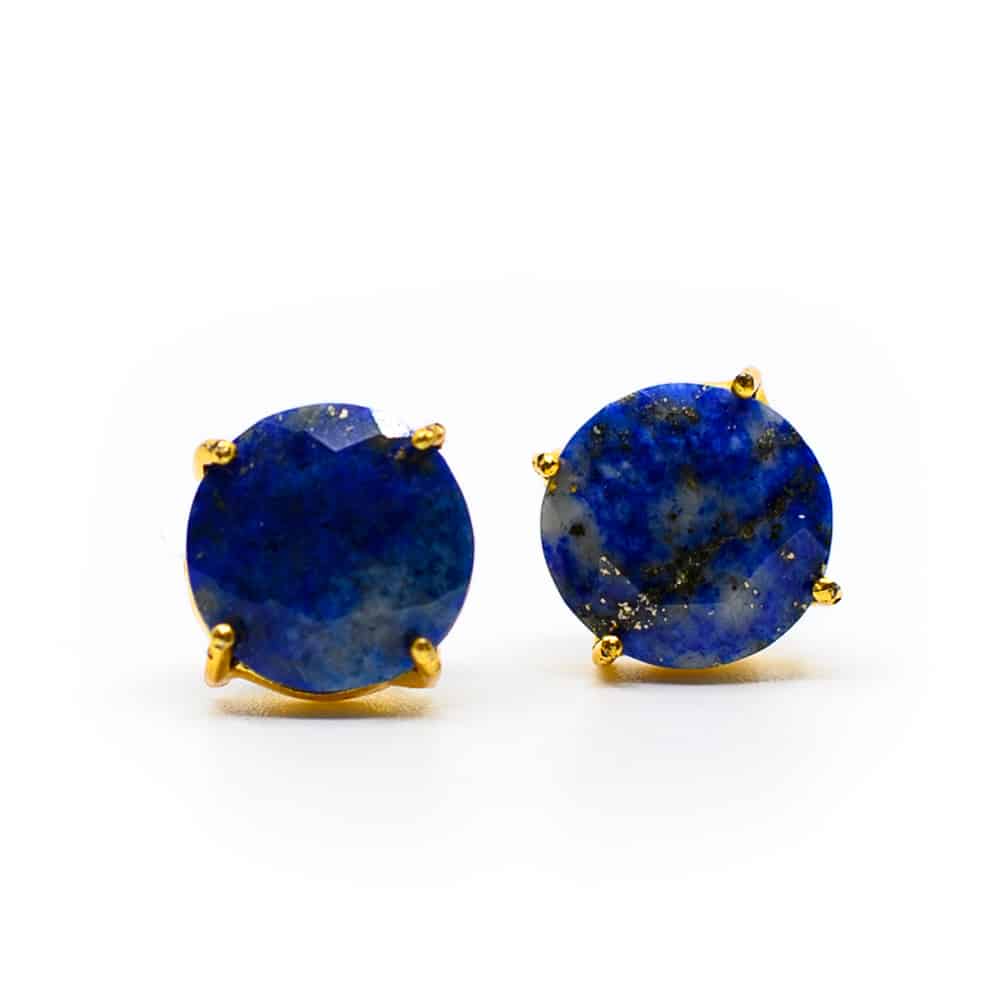 Edelsteen Oorstekers Lapis Lazuli – 925 Zilver & Verguld