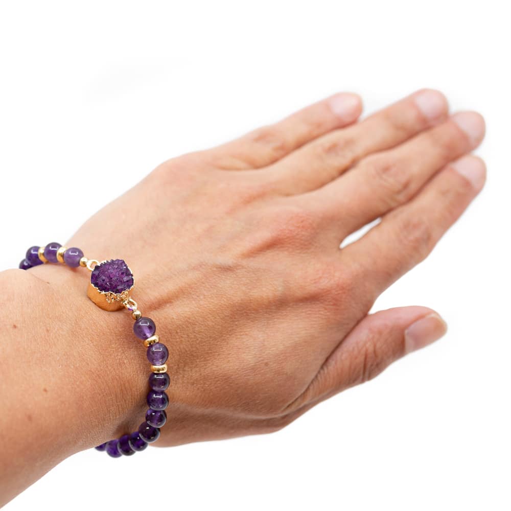 Edelsteen Armband Amethist met Amethist Cluster