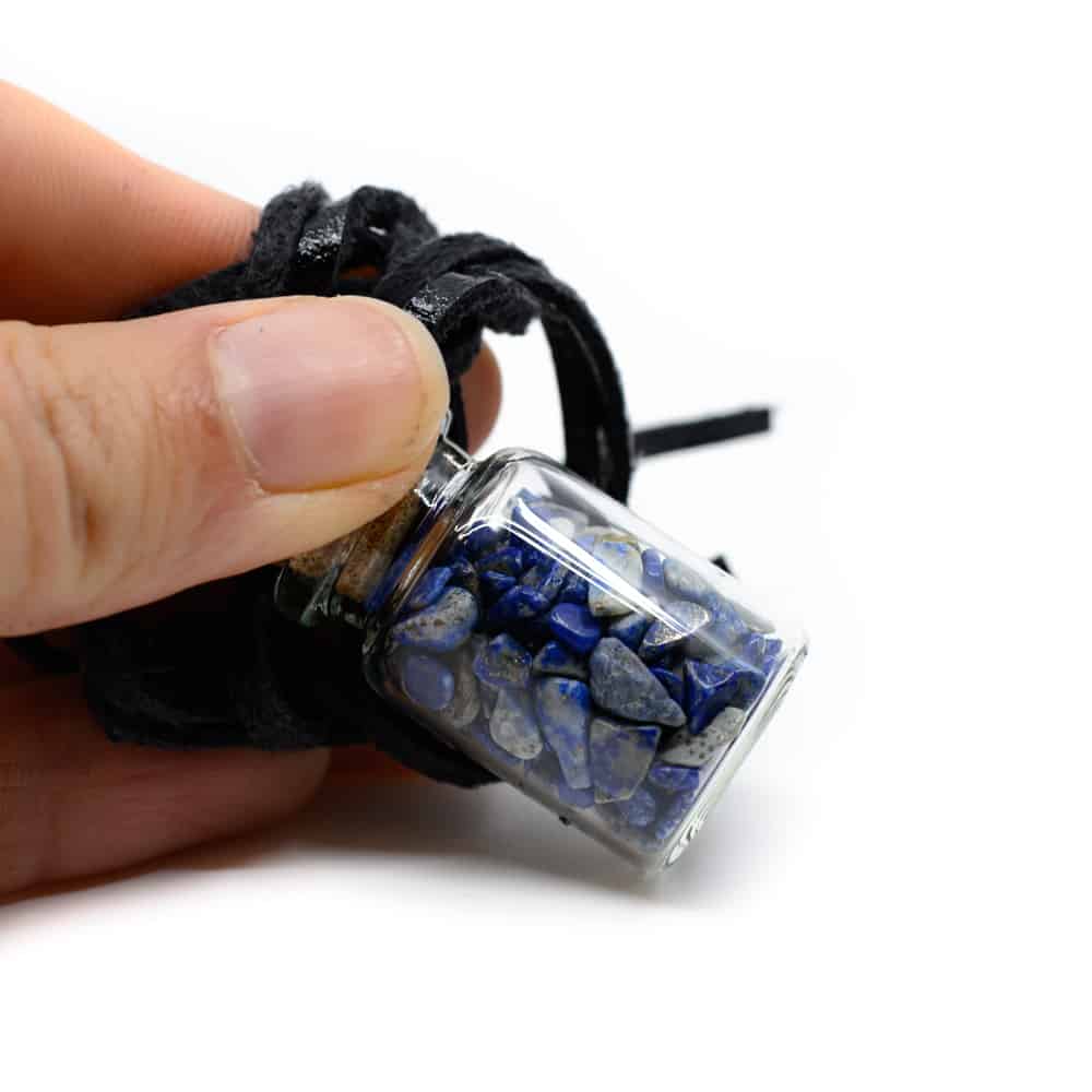 Geschenkflesje aan Waxkoord met Lapis Lazuli